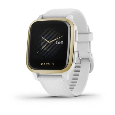 Спортивные часы Garmin Venu Sq белый с золотистым алюминиевым безелем и силиконовым ремешком. 010-02427-11 фото