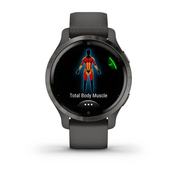 Спортивний годинник Garmin Venu 2S графітовий з темно-сірим безелем та силіконовим ремінцем 010-02429-10 фото