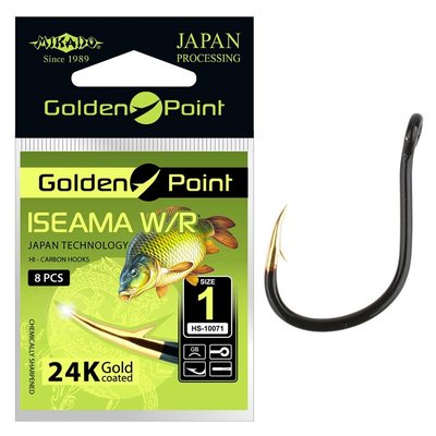 Крючок Mikado Golden Point Iseama № 4 (ушко) 9шт. (gold-black) HS10071-4-GB фото