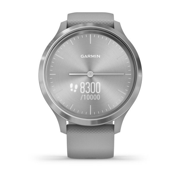 Спортивний годинник Garmin Vivomove 3 зі сріблястим сталевим безелем, сірим корпусом та ремінцем 010-02239-20 фото