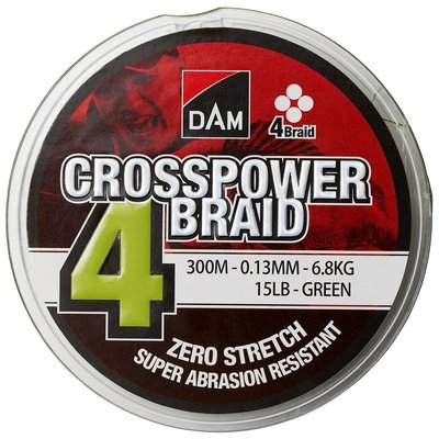 Шнур DAM Crosspower 4-Braid 300м 0,22 мм 11,3кг / 25Lb (green) 65846 фото