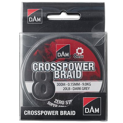 Шнур DAM Crosspower 8-Braid 300м 0,17мм 11,3кг / 25Lb (dark grey) 65850 фото