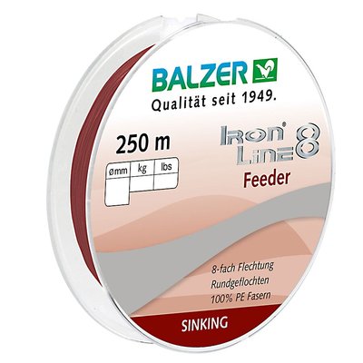 Шнур Balzer Iron Line Feeder 8x Dark Red 250м 0.10мм 8,1кг (темно-червоний) потопаючий 12668 110 фото